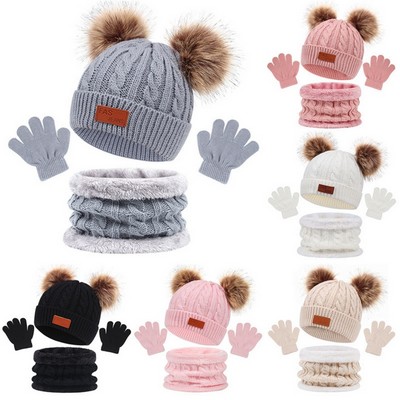 Winter Beanie Hat Scarf Gloves Set
