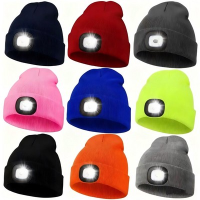 USB Rechargeable Knitted Hat w/ Led Light