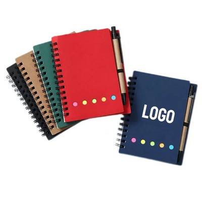 4-in-1 Notebook Set with Spiral Pages Sticky Memo Pad Index Flags and Pen