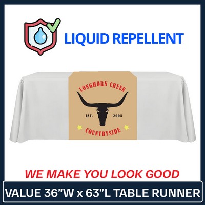 Value 36"W x 63"L Liquid Repellent Table Runner Full Color Print Dye Sublimation (Full Coverage)