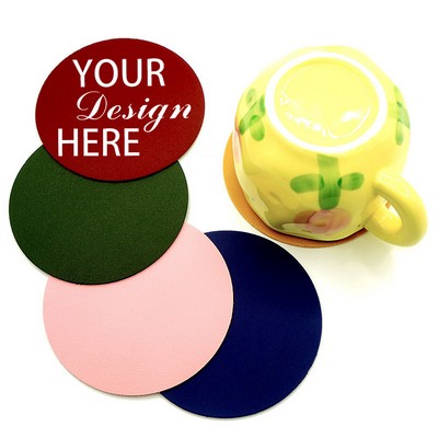 Double Sided PU Leather Engraved Coasters