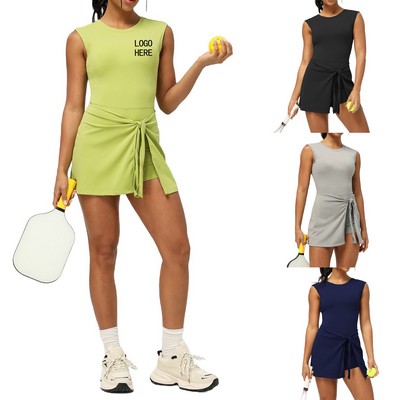 Women's Sleeveless Athletic Dress With Built-in Shorts