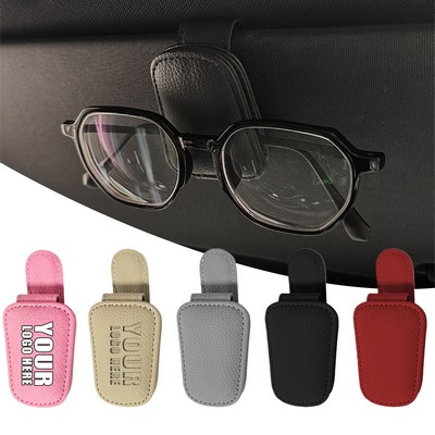 PU Leather Car Visor Eyeglass Clip