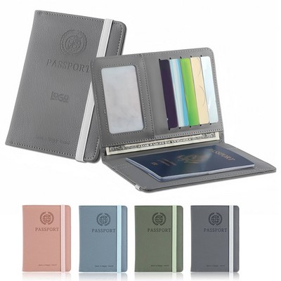 PU Leather Passport Wallet Card Holder