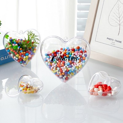 4.7" Acrylic Heart Shaped Fillable Ornaments DIY Christmas Ball