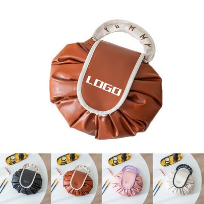 Handy PU Drawstring Cosmetic Organizer Bag