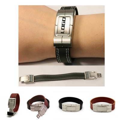 Stylish Leather USB Wristband Drive 8GB
