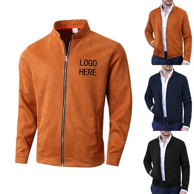 Slim-Fit Stand Collar Zipper Jacket For Men