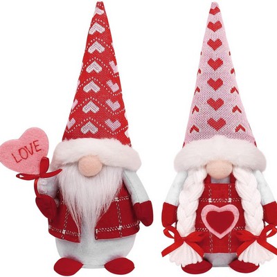 Valentine's Day Heart-Sign Gnome Rudolf Faceless Doll Holding Love Plaque Romantic