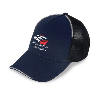 Merrimack Hat Co.™ Active 5-Panel Performance Hat - Navy Blue-Black