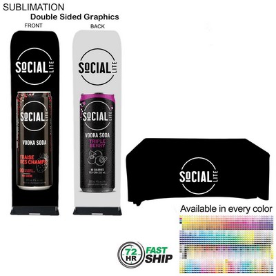72Hr Fast Ship - Event package, 2'W Fabric banner and Premium 6' tablecloth open back