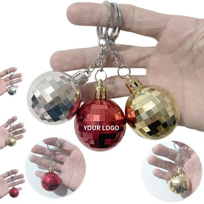 Mini Disco Globe Keychain With Printed Tag