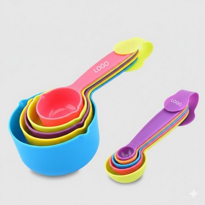 10 Piece Plastic Measuring Cups and Spoons Set Comprehensive DIY Baking Tool Kit Engraved Scales