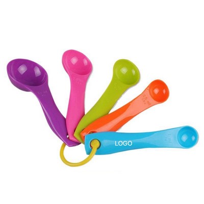 5-Piece Rainbow Measuring Spoons Set Vibrant Multi-Colored Baking Tools Precision Plastic Teaspoon