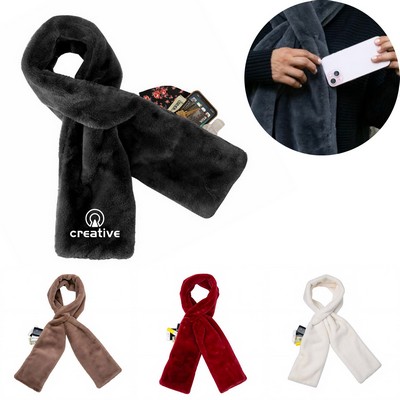 Plush Soft Warm Winter Neck Wrap w/ Hidden Zipper Pocket