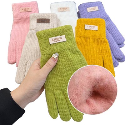 Women's Cashmere Knitted Candy-colored Gloves