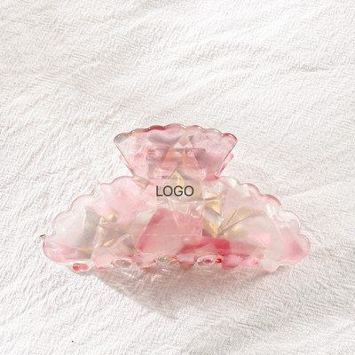 Dopamine Candy Color Hair Claw Spring/Summer PVC Floral Print Shark Clip Transparent Macaron