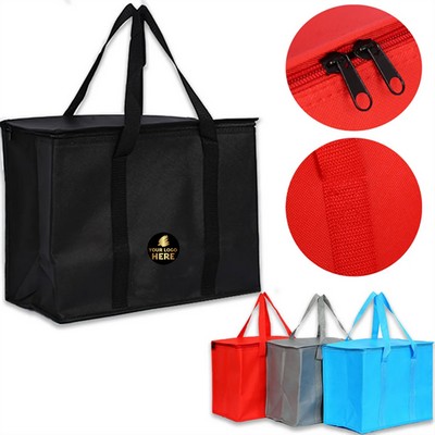 Extra Large Insulated Grocery Bag With Zippered Lid