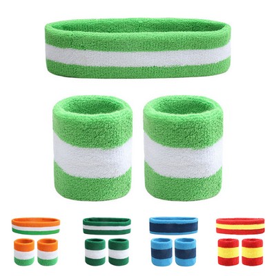 Colorful Sweat-Wicking Headband &amp; Wristband Set