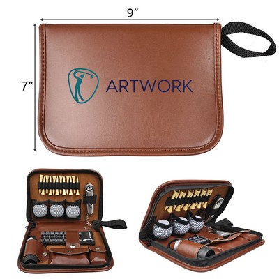 Complete Golf Accessory Gift Set in PU Leather Case