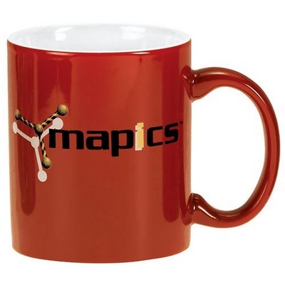 11 Oz. Two-Toned C-Handle Mug (Red/White)