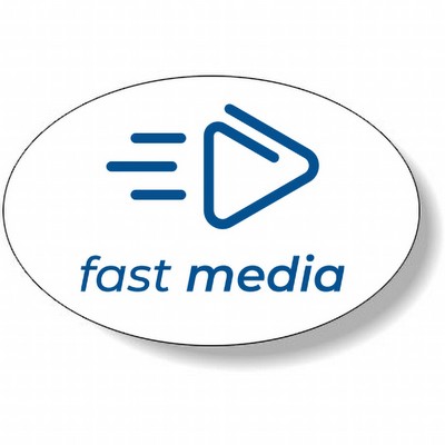 White Matte Block-Out Flexo-Printed Stock Oval Label (1.625"x2.5")