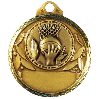 Stock Diamond Struck 2" Medal- Basketball