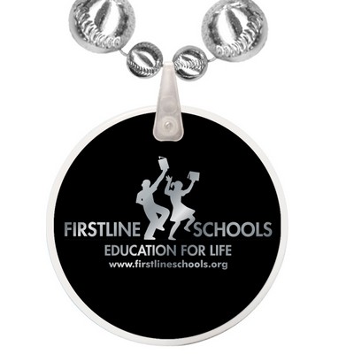 Baseball Shaped Combo Mardi Gras Beads with a Decal on a Hanging Disk