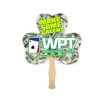 Shamrock Clover Shape Full Color Single Sided Paper Hand Fan