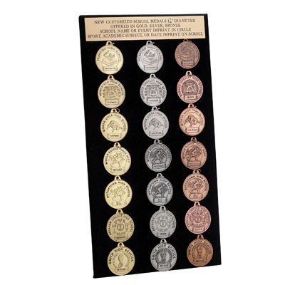 Display for 21 Custom Imprinted Medals