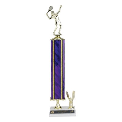 19" Purple Splash Column Trophy w/Eagle Trim & Takes Figure