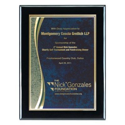 Plaque - 9"x12" Wall Plaque w/ Blue Wave Marble Plate (7"x10")