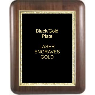 Walnut Elliptical Edge 8" x 10" Plaque - W/ 6" x 8" Black/Gold Florentine Plate
