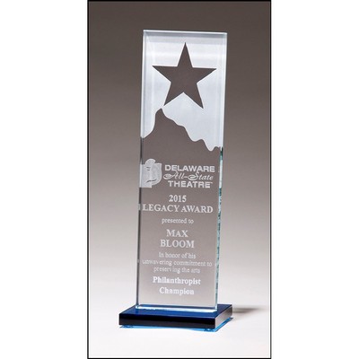 Glass Award with Etched Star and Mountain Peak (3 1/8"x9.25")