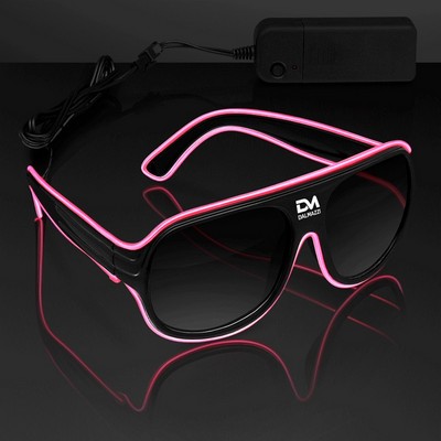 Pink "Neon Look" Aviator EL Shades - BLANK