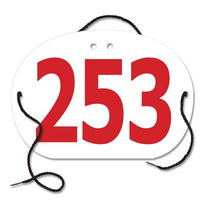 Stock Indurotec™ Large Oval Exhibitor Numbers w/ String (7 7/8"x5½")