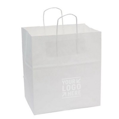 Food Service White Kraft Paper Super Royal Shopping Bag (14"x10"x15½")