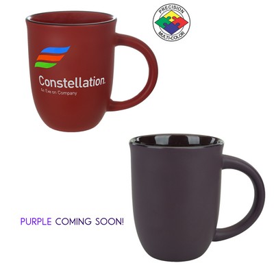 14 Oz. Satin Matte Deep Purple Salem Mug with Black Halo - Dishwasher Safe - Precision Spot Color