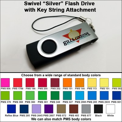 128 MB Swivel "Silver" Flash Drive w/Key String Attachment