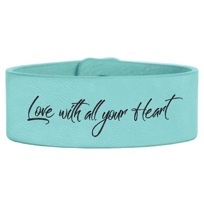 Teal Blue Laserable Leatherette Cuff Bracelet