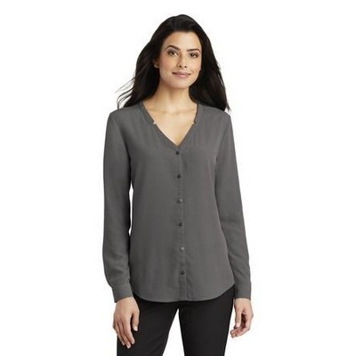 Ladies Port Authority® Long Sleeve Button-Front Blouse