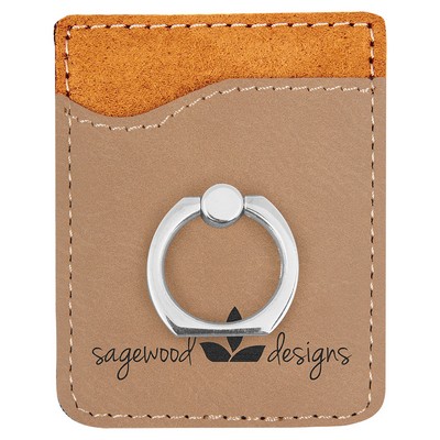 Leatherette Phone Wallet With Ring (Light Brown)