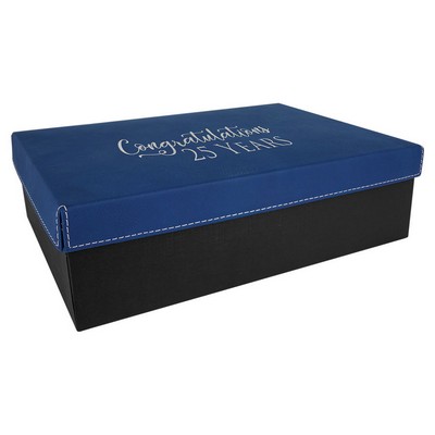 Engraved Faux Leather Gift Box, Blue, 11 3/4"(L) x 7 3/4"(W) x 3 1/4"(H)