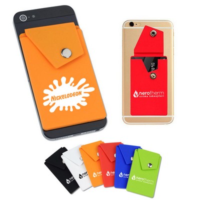 Silicone Cell Phone Sticky Wallet W/ Snap Pocket