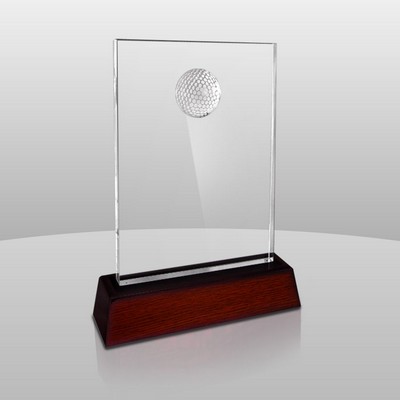 Clear Golfer Award w/Rosewood Base (7"x5"x3/4")