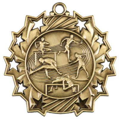 2 1/4" Ten Star Antique Finish Medal-Track and Field