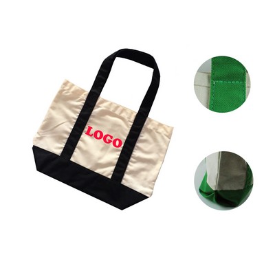 Contrast Bottom Canvas Bag