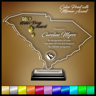 7" South Carolina Clear Acrylic Award with Color Print and Mirror Accent