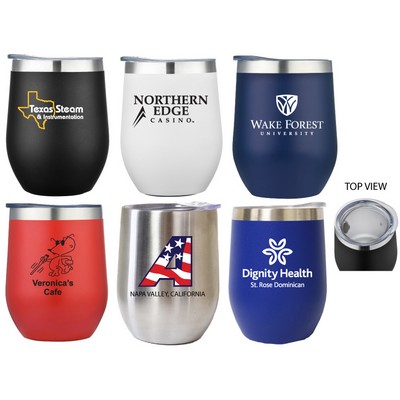 12 Oz. Double Wall Stainless Steel Vacuum Insulated Wine Tumbler