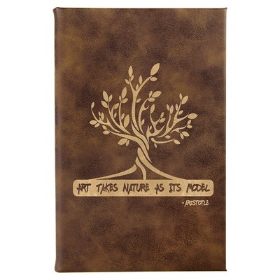 5 1/4" x 8 1/4" Rustic/Gold Leatherette Sketch Book-Unlined Paper
